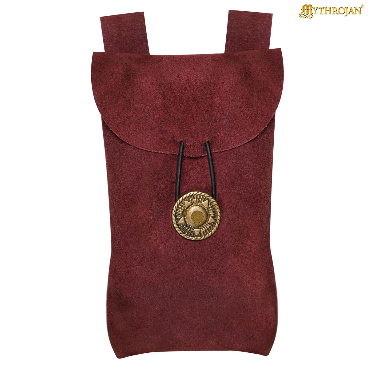 Mythrojan Suede Belt Bag, Ideal for SCA LARP Reenactment & Ren fair, Suede Leather, Black , 7.2 ”× 4.7 ”