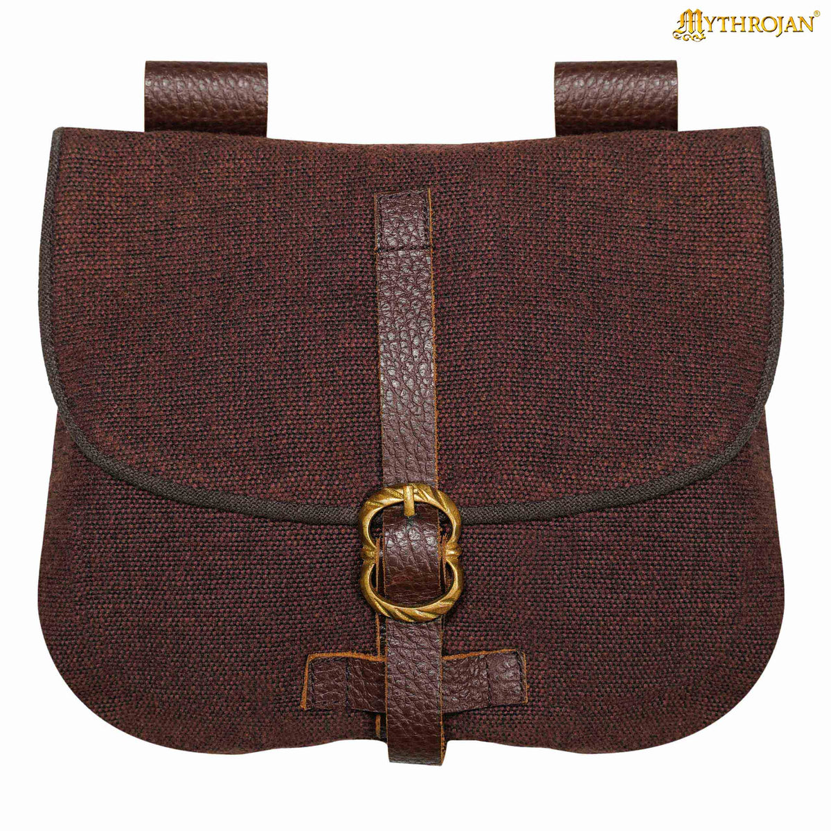 Mythrojan Late Medieval Belt Bag, Ideal for SCA LARP Reenactment & Ren fair, Handwoven Canvas , Grey , 6.2 ”× 7 ”