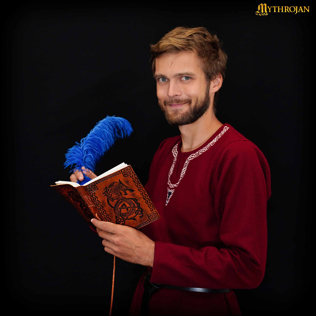 Mythrojan Handmade Vintage Leather Dragon Bound Journal Notebook Diary Sketchbook Travel Office Thought Blank Book Best Gift for Men & Women