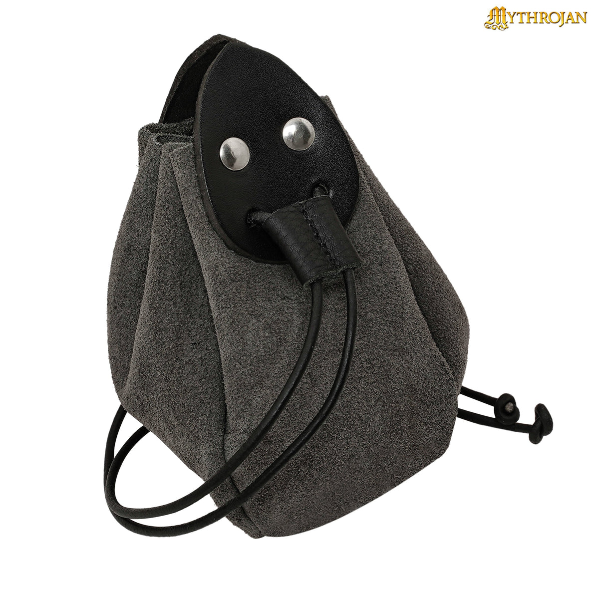 Mythrojan "Gold and Dice" Suede Leather Drawstring Pouch, Brown, 4"