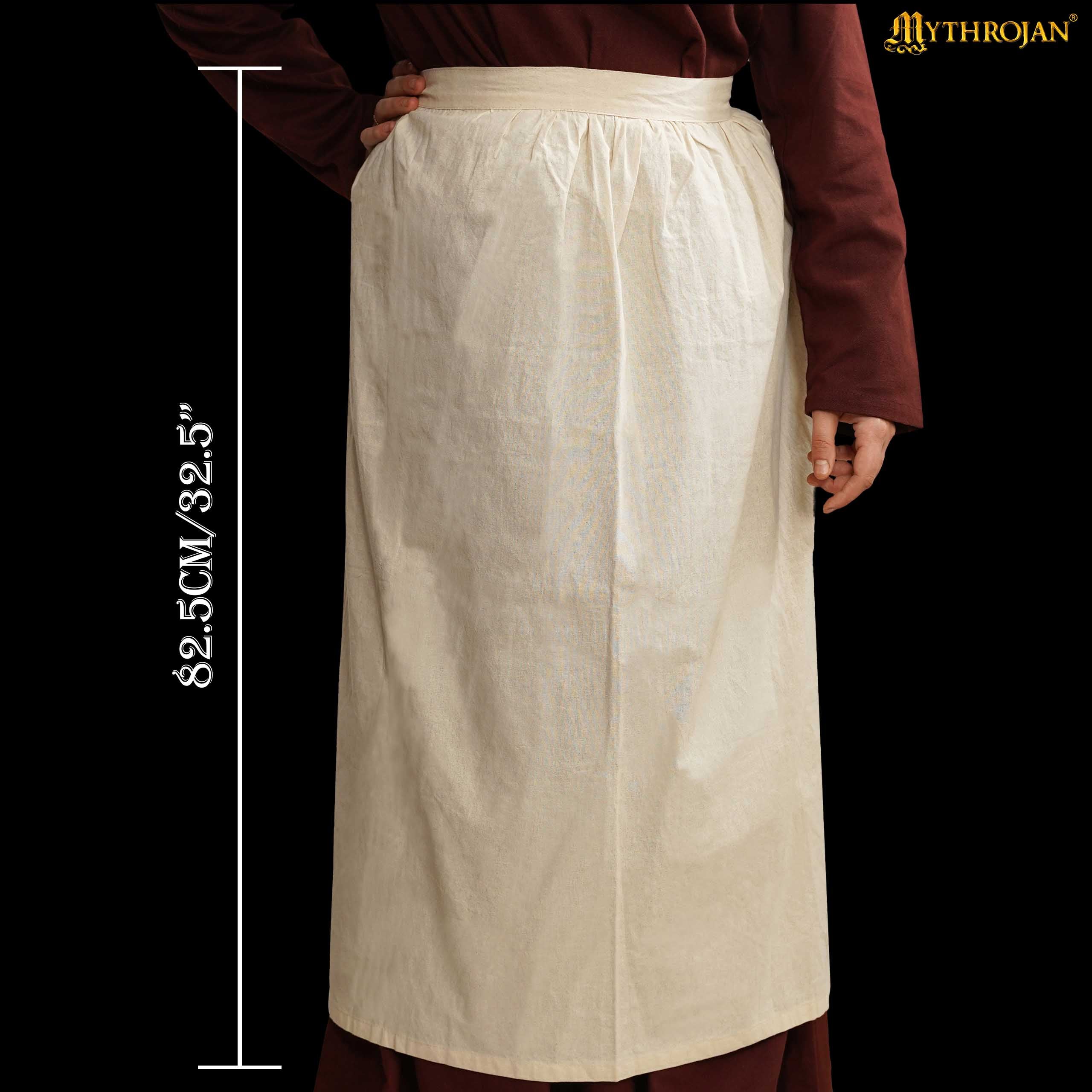 Mythrojan medieval Ecru Apron : ideal for Cooking Baking , renaissance fair, reenactment, LARP, Cosplay Performance, Maid costume, retro Waist Aprons for Women, Girls, Waitress