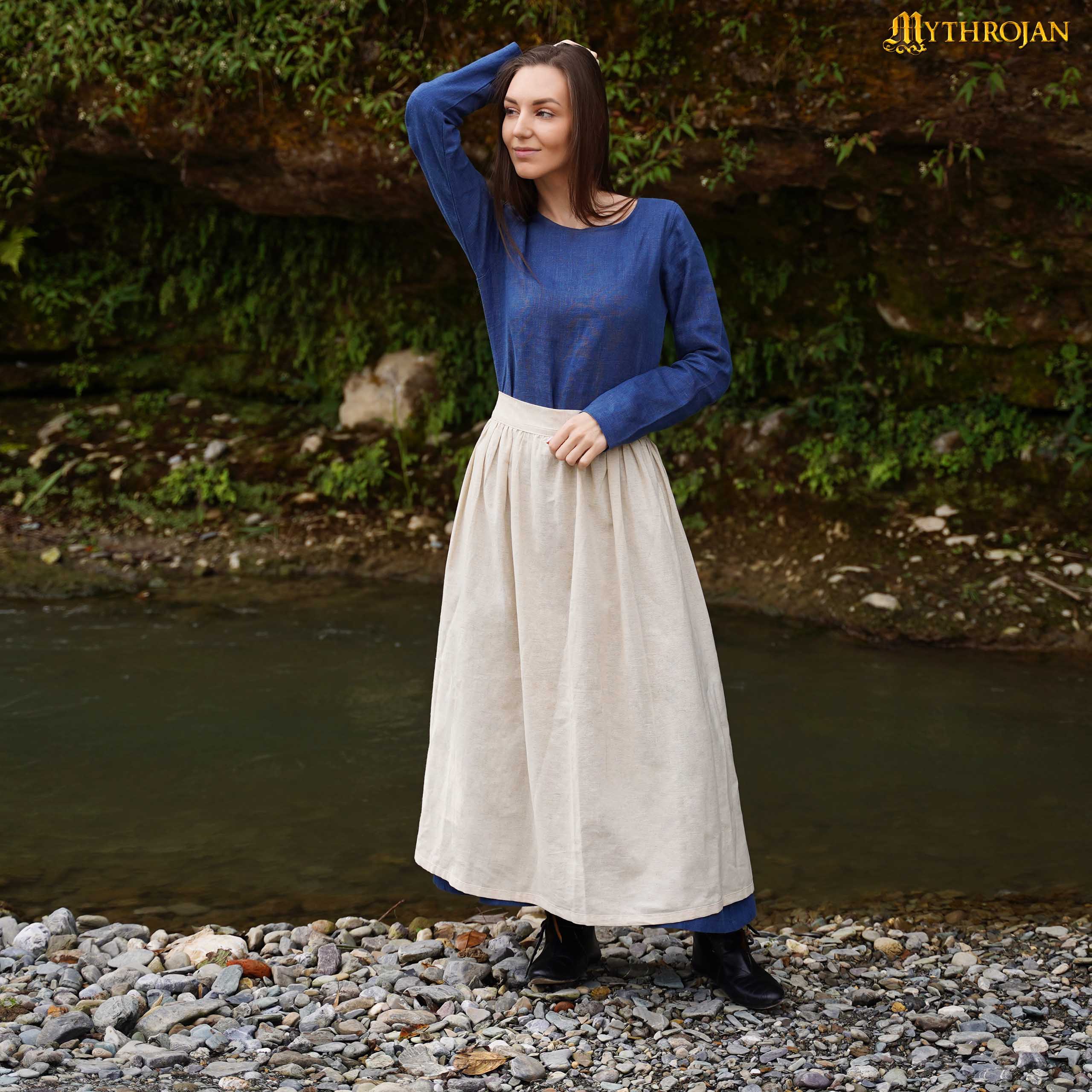 "The Peasant Daughter" Medieval Apron: Authentic 14th-15th Century Garb for Reenactment, LARP, SCA, and Living History. Linen / cotton blend