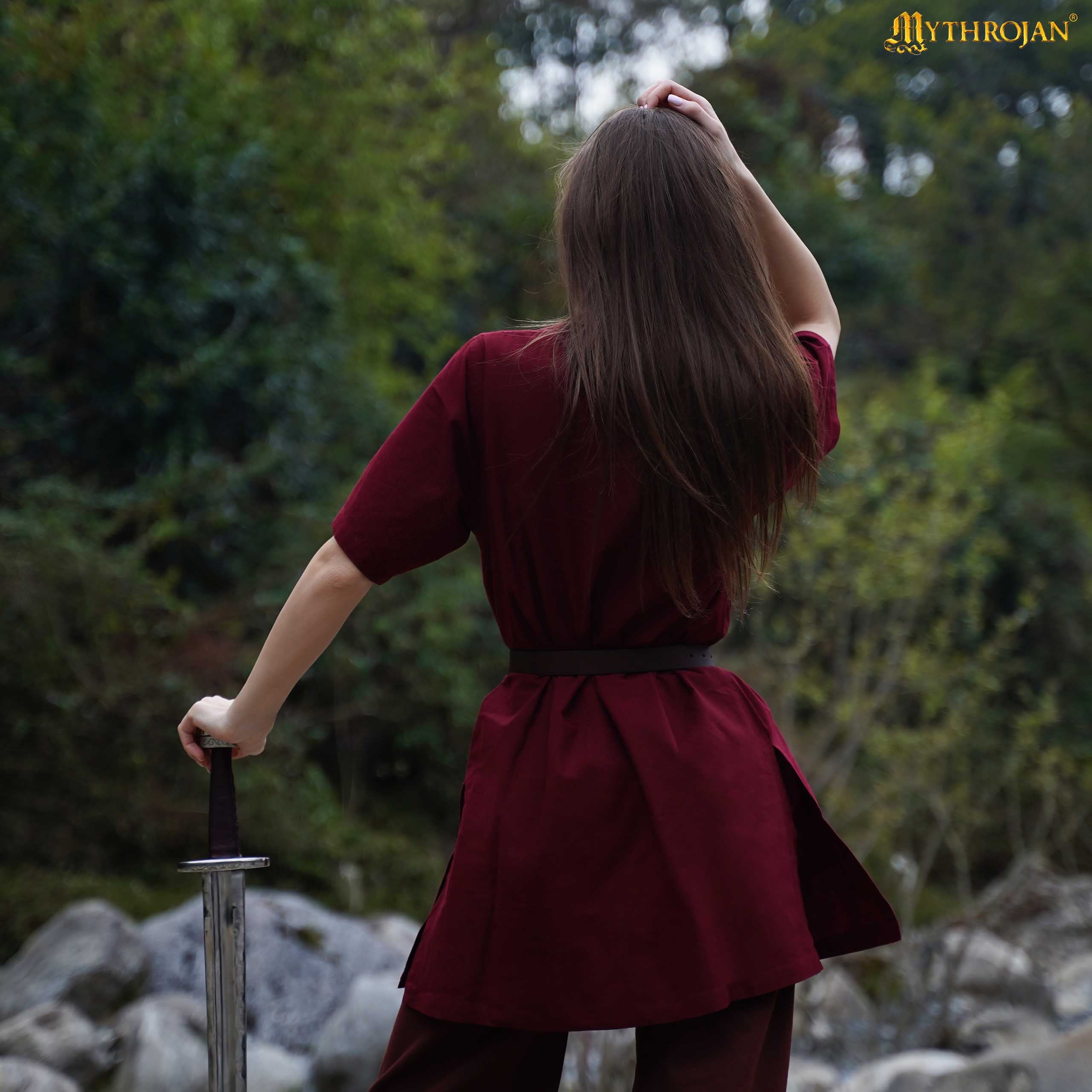 Medieval Embroidered Cotton Half Sleeves Tunic