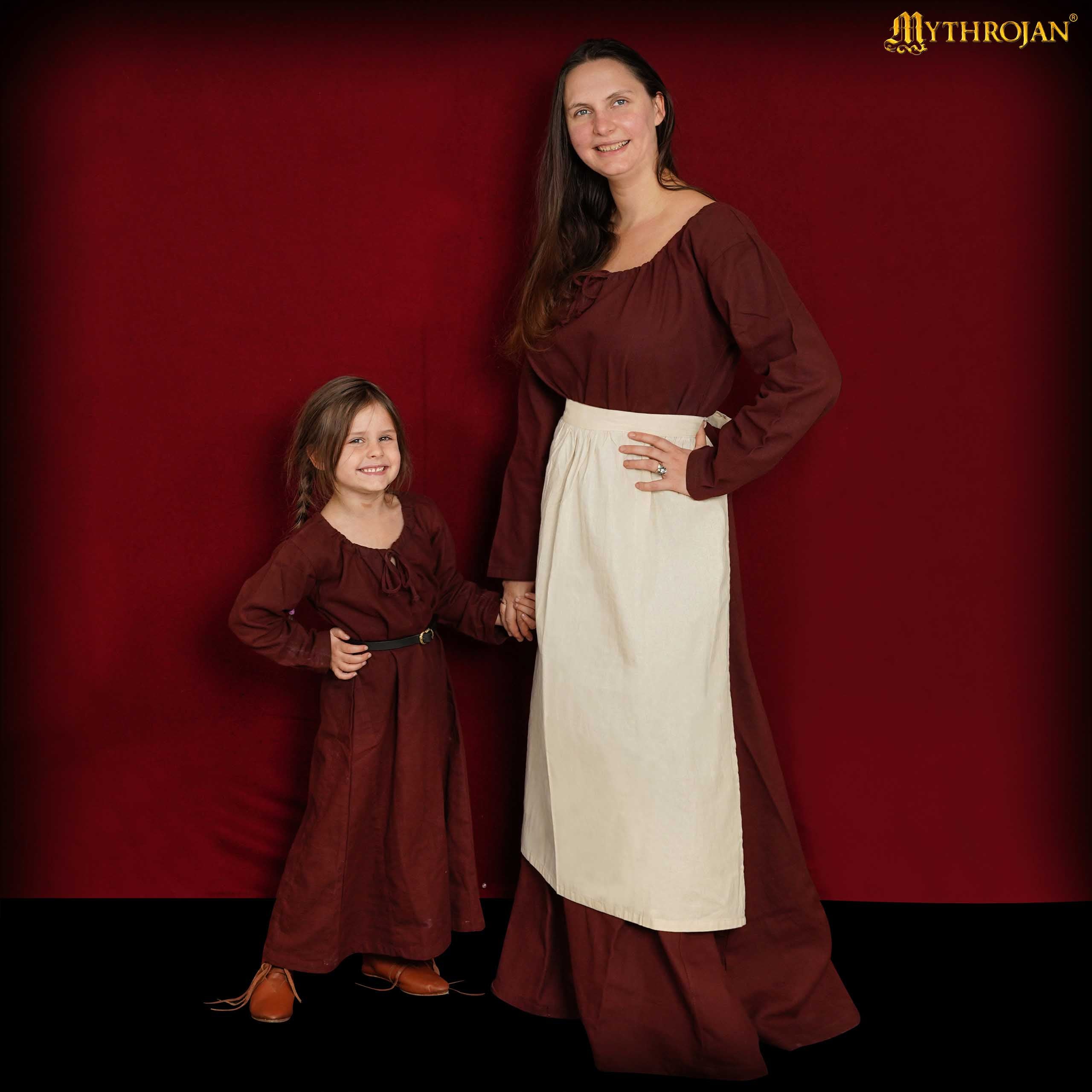Mythrojan medieval Ecru Apron : ideal for Cooking Baking , renaissance fair, reenactment, LARP, Cosplay Performance, Maid costume, retro Waist Aprons for Women, Girls, Waitress