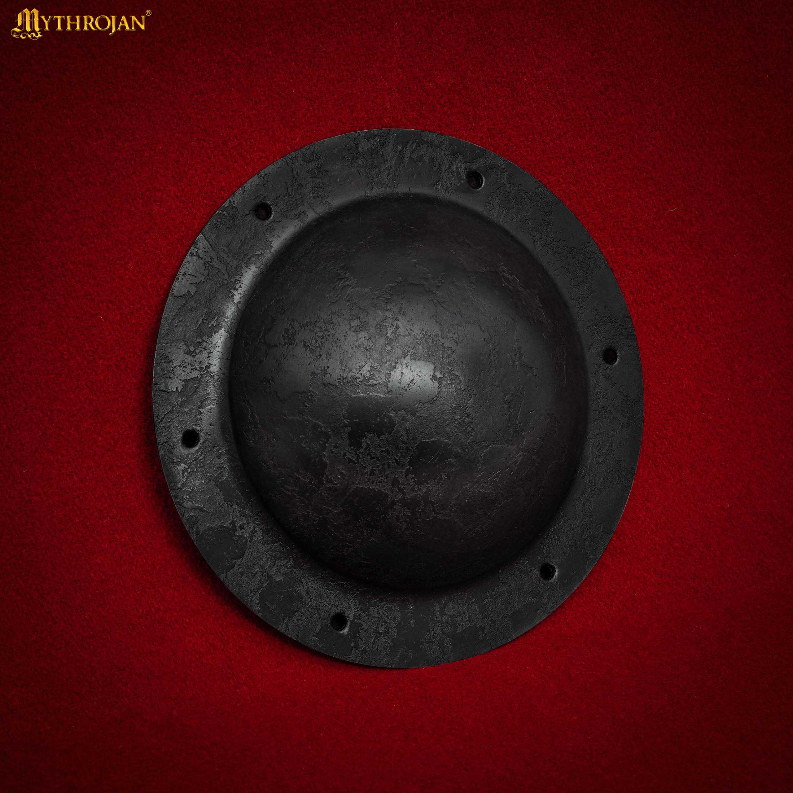 Mythrojan 7.5" Antique Finish Viking Shield Boss Umbo - Fully Functional and Battle Ready Black