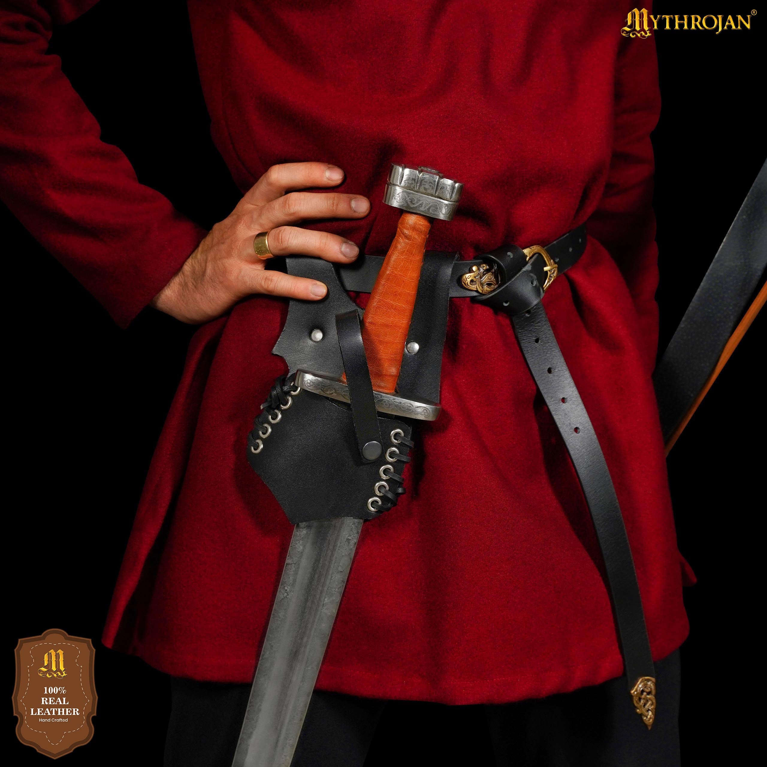 Mythrojan “Ranger” Frog, Ideal for Warrior Knight Ranger SCA LARP, Full Grain Leather
