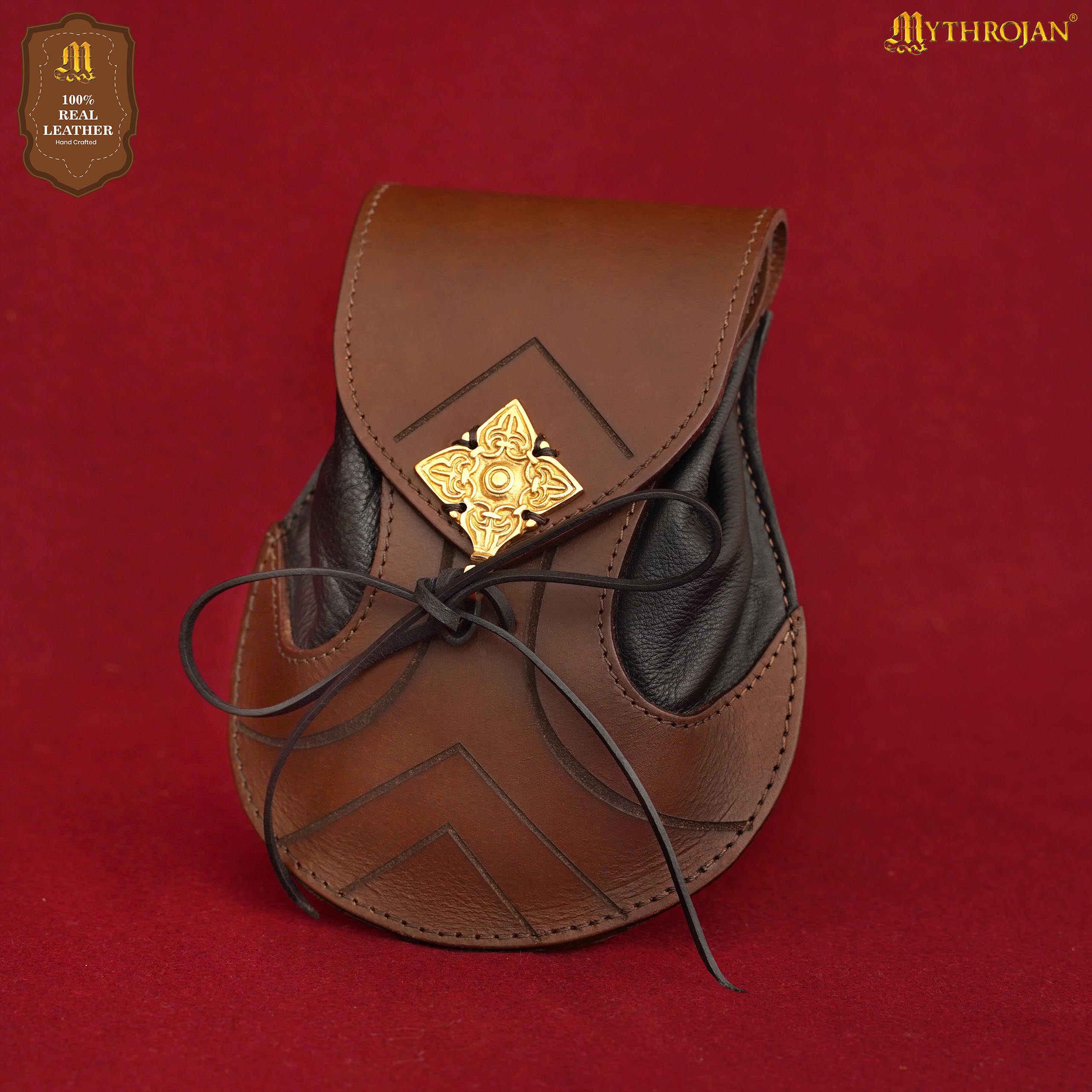 Mythrojan Elven Leather bag: Ideal for LARP, Cosplay, Elvish Costume & Dark Elf Outfit , 8. 2 ” x6 .1 ”