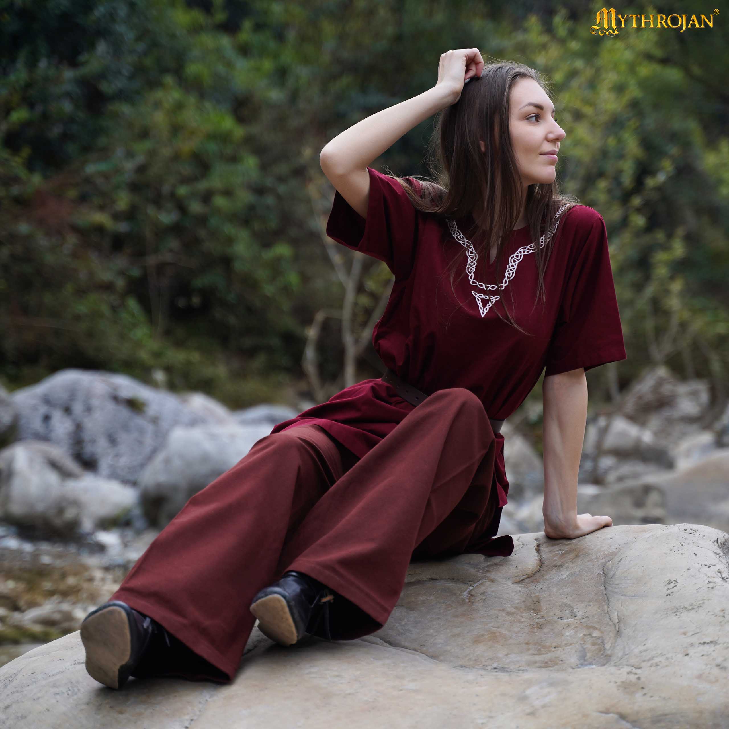 Medieval Embroidered Cotton Half Sleeves Tunic