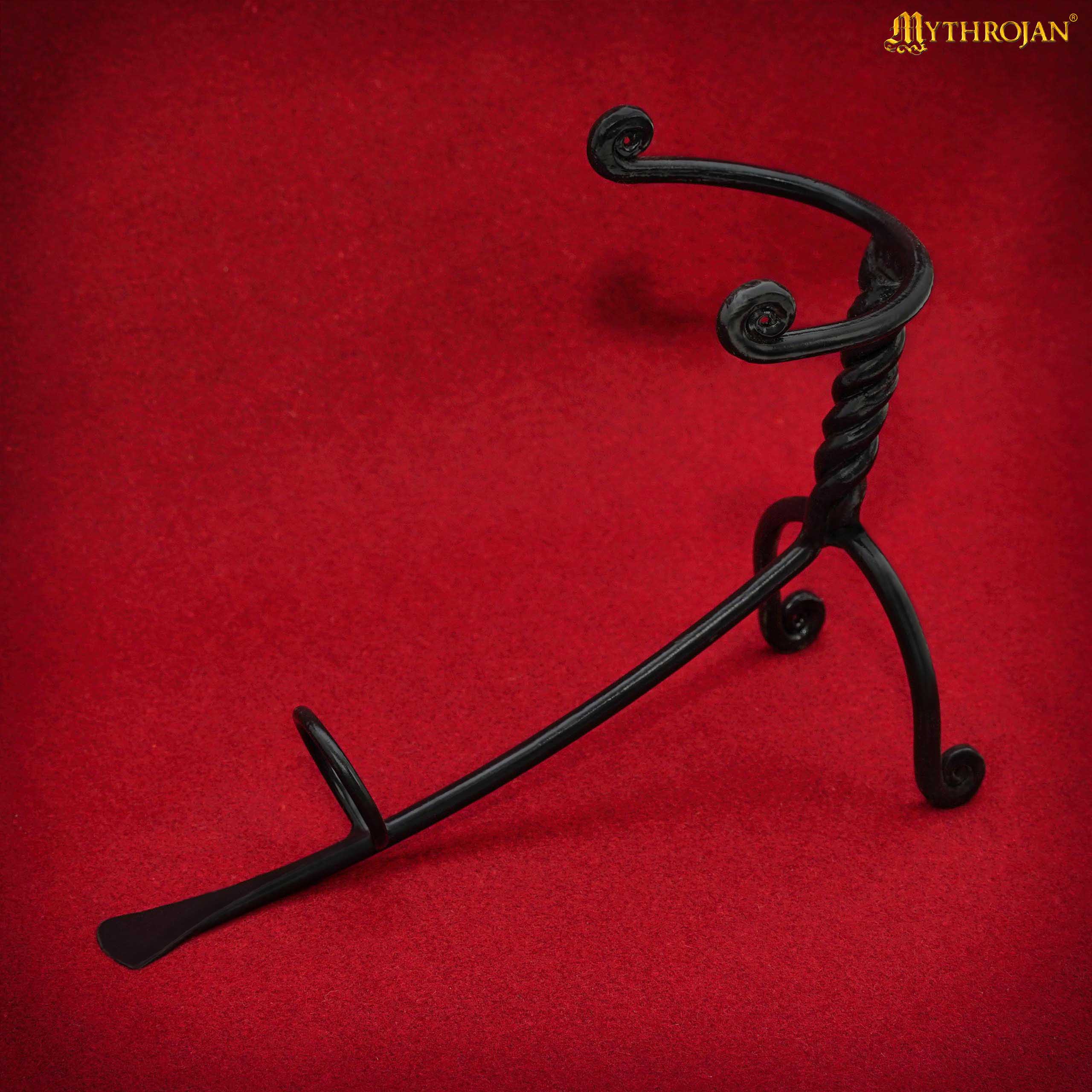 Mythrojan Hand Forged Drinking Ale Horn Rack Twisted Iron Ale Mead Horn Stand Medieval & Viking - Classic
