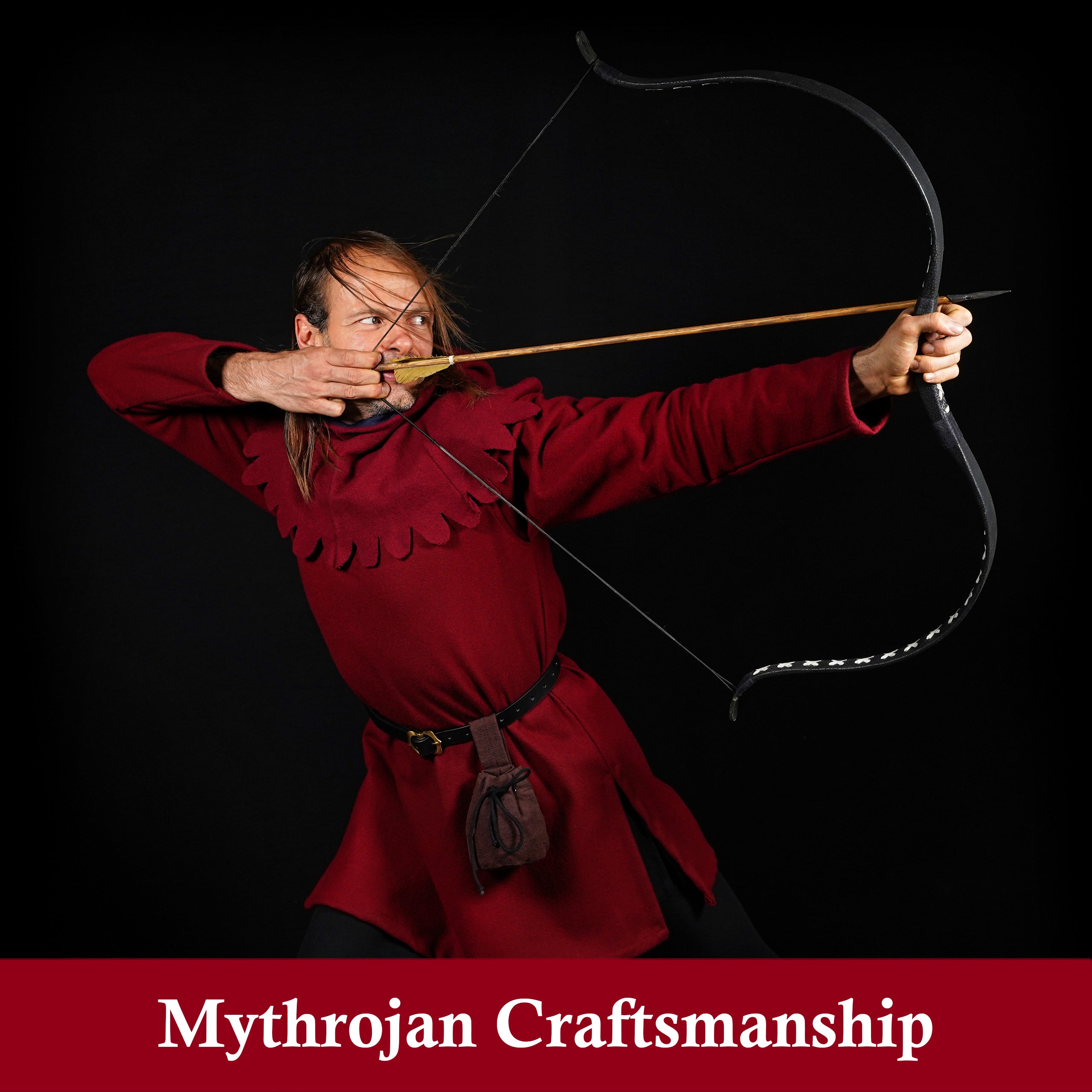 Mythrojan Medieval Drawstring Belt Bag, Ideal for SCA LARP Reenactment & Ren fair, Handwoven Canvas , Brown , 6 ”× 5