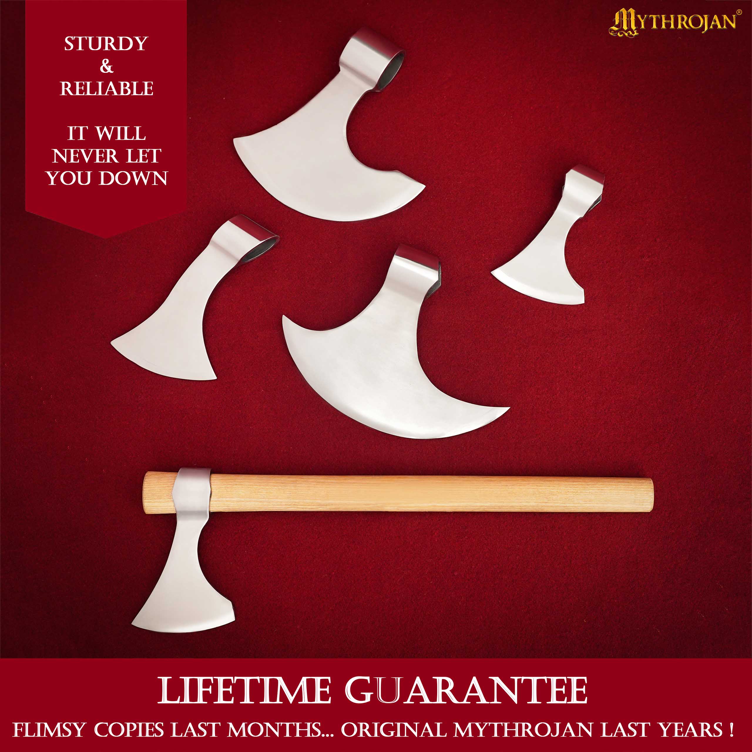 Mythrojan Medieval Viking Axe Battle Ready Axehead Reenactment Renaissance Costume - 6"