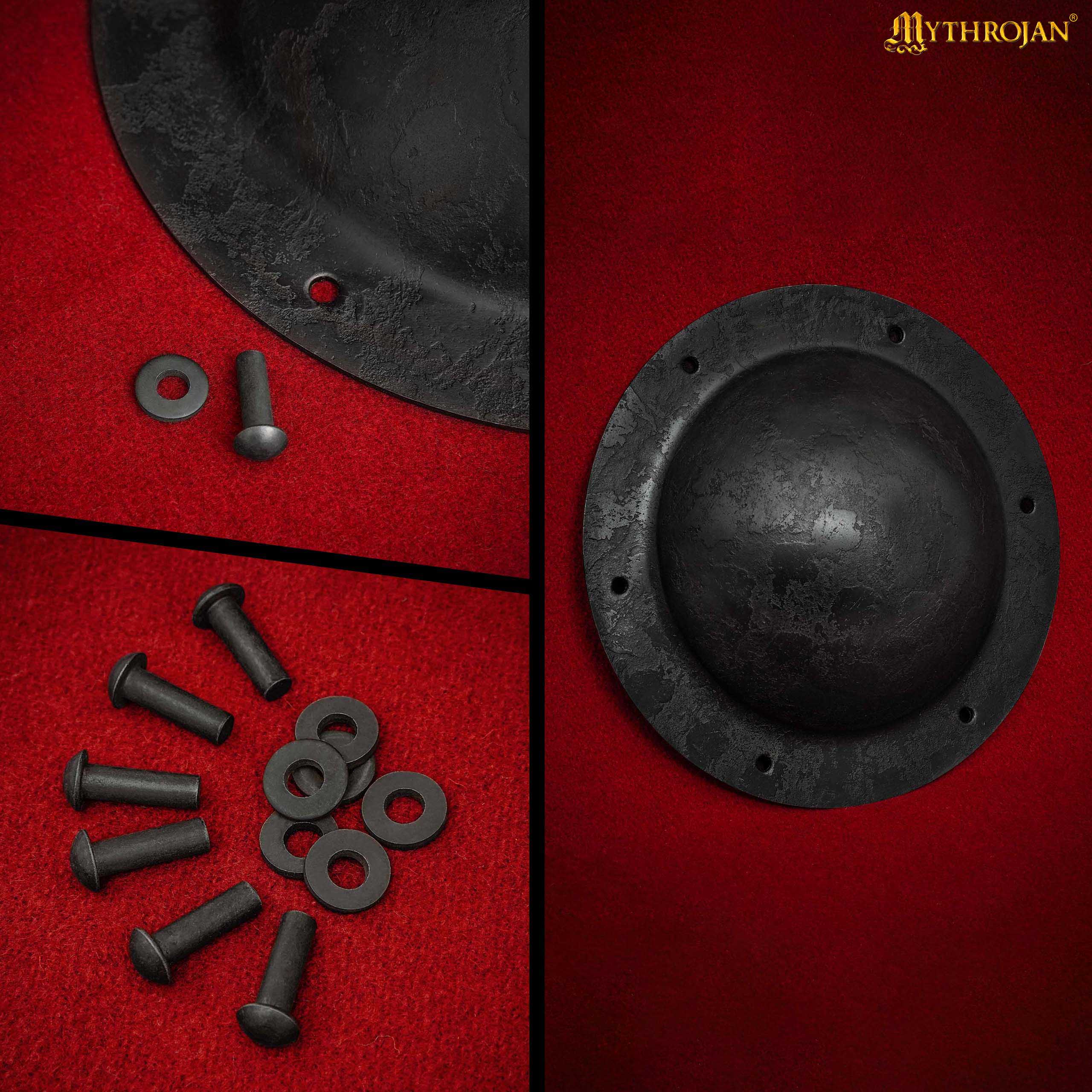 Mythrojan 7.5" Antique Finish Viking Shield Boss Umbo - Fully Functional and Battle Ready Black