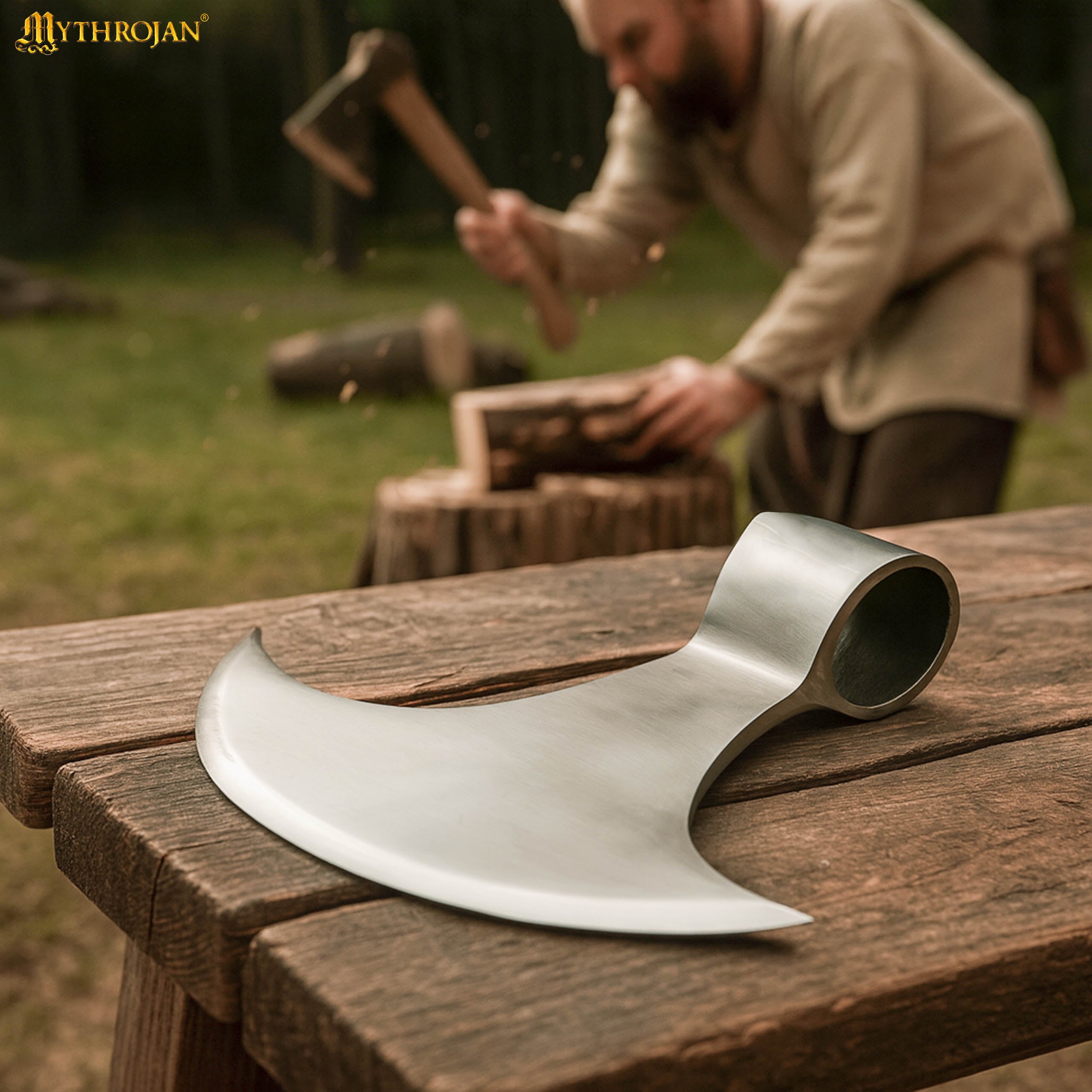 Mythrojan Medieval Viking Axe Battle Ready Axehead Reenactment Renaissance Costume - 9.5"