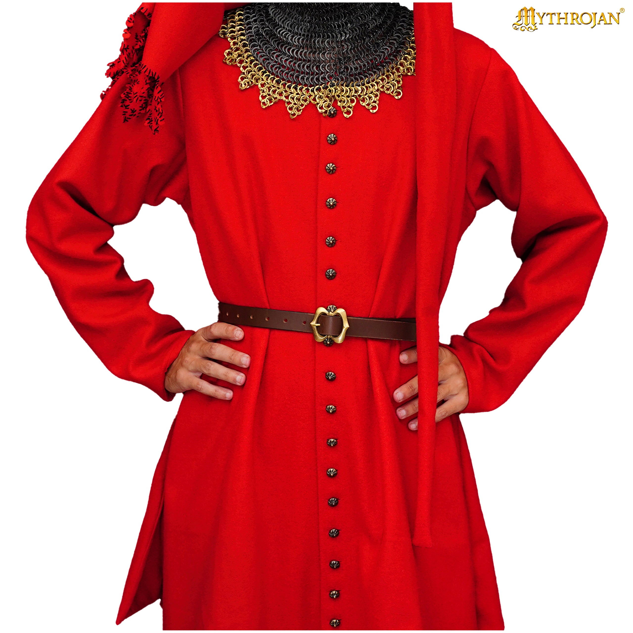 Mythrojan late medieval Houppelande gown, wool livery coat, ideal for 14 th & 15 th century Medieval reenactment, SCA, LARP