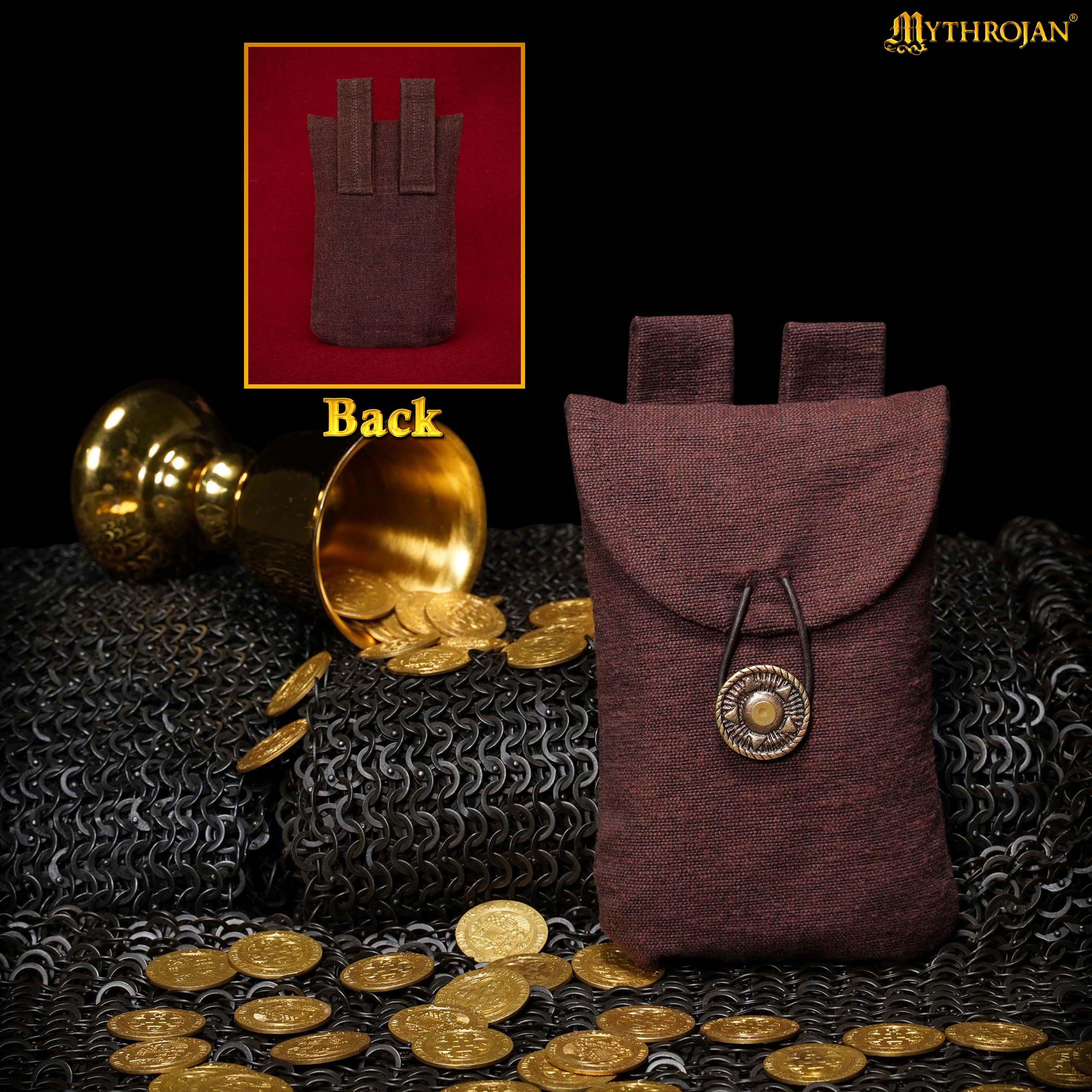 Mythrojan Large Suede Belt Bag, Ideal for SCA LARP Reenactment & Ren fair, Suede Leather, Citrus , 7.2 ”× 4.7 ”