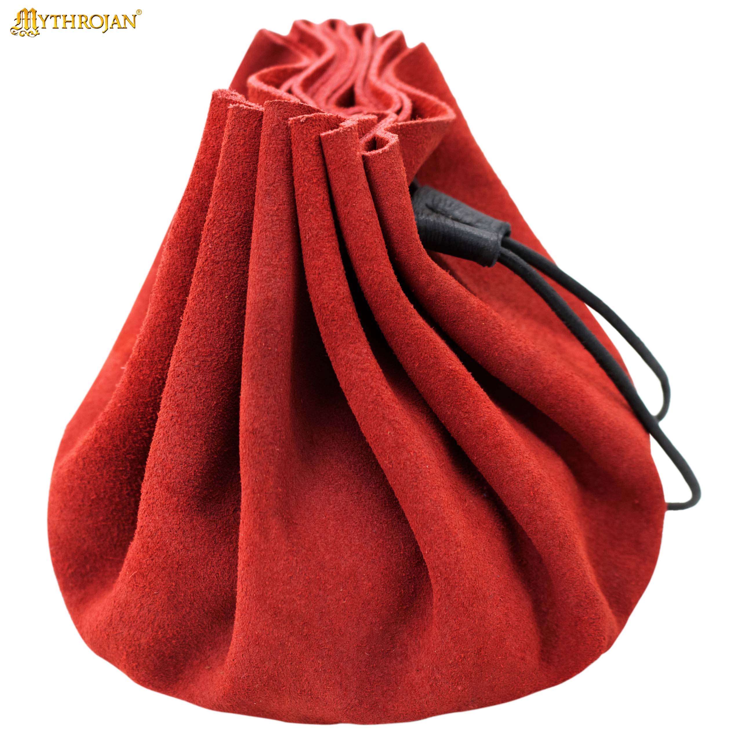 Mythrojan “ Gold and Dice ” Medieval Drawstring Pouch , Ideal for SCA LARP Reenactment & Ren fair : Suede Leather Bag , 3.5”