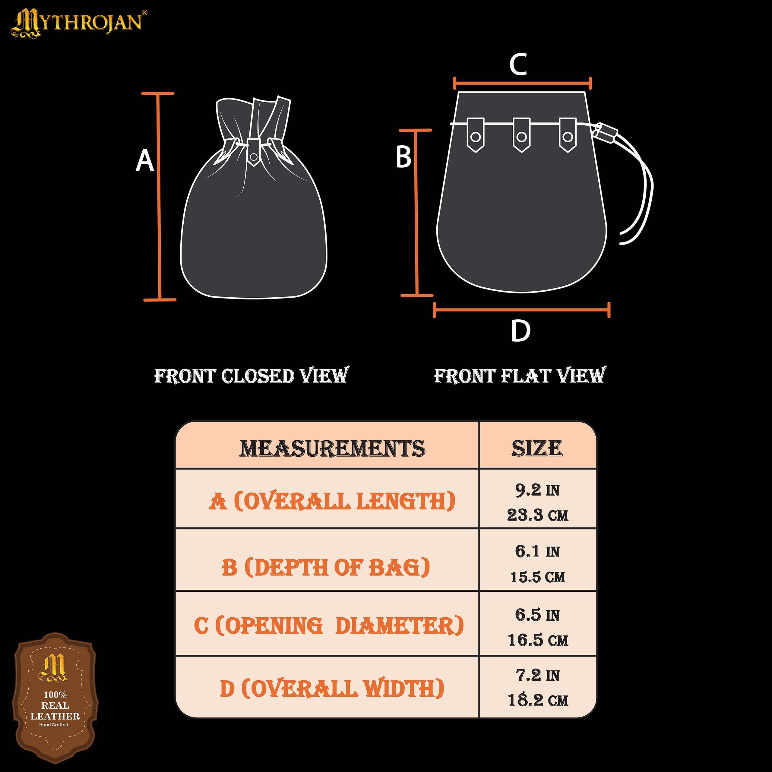 Mythrojan “ Gold and Dice ” Medieval Drawstring Bag, Ideal for SCA LARP Reenactment & Ren fair Suede Leather Pouch, Chocolate Brown 9.2” ×7.2 ”