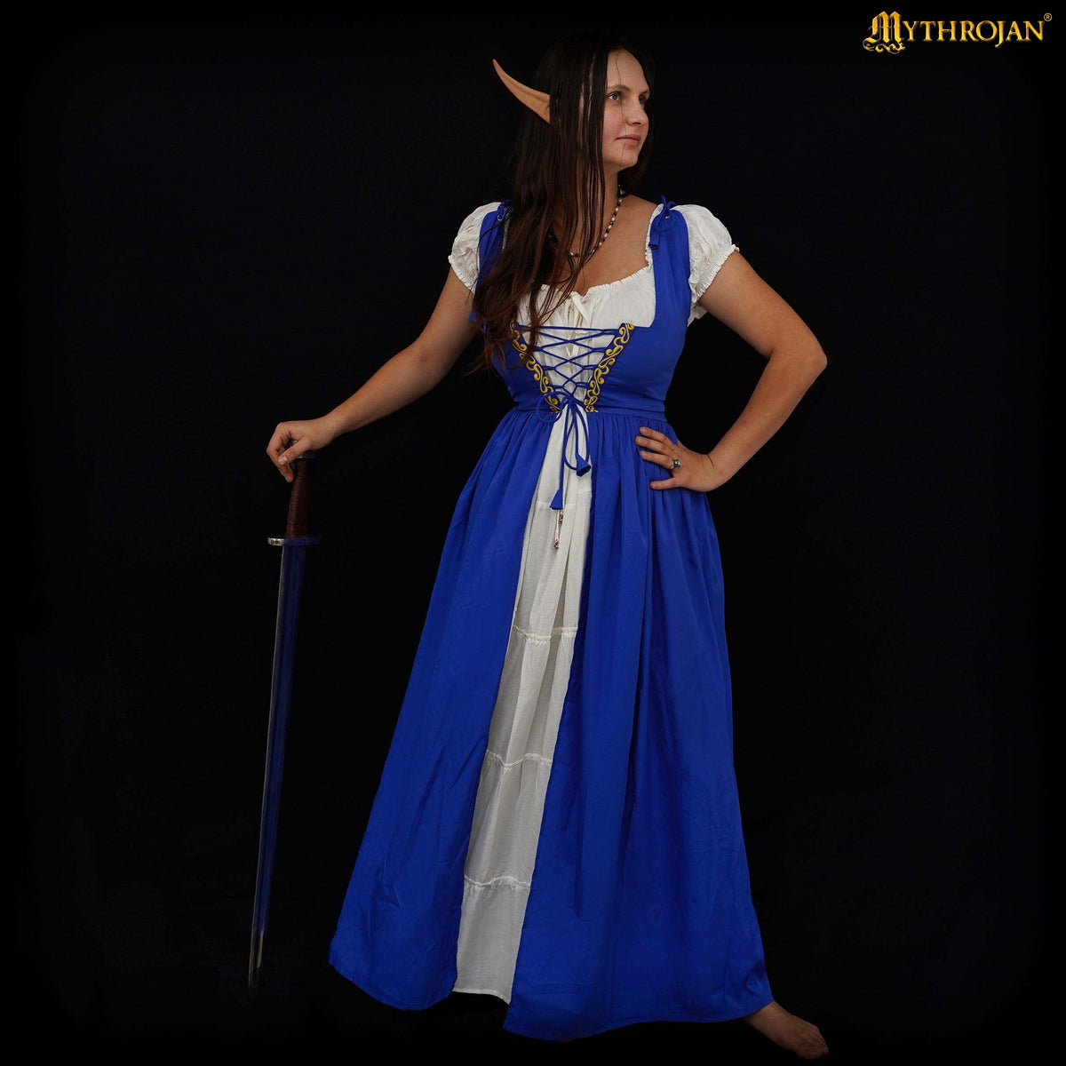 Mythrojan Traditional Irish Celtic Dress : Chemise and Over Dress Medieval Renaissance Costume SCA LARP : Green