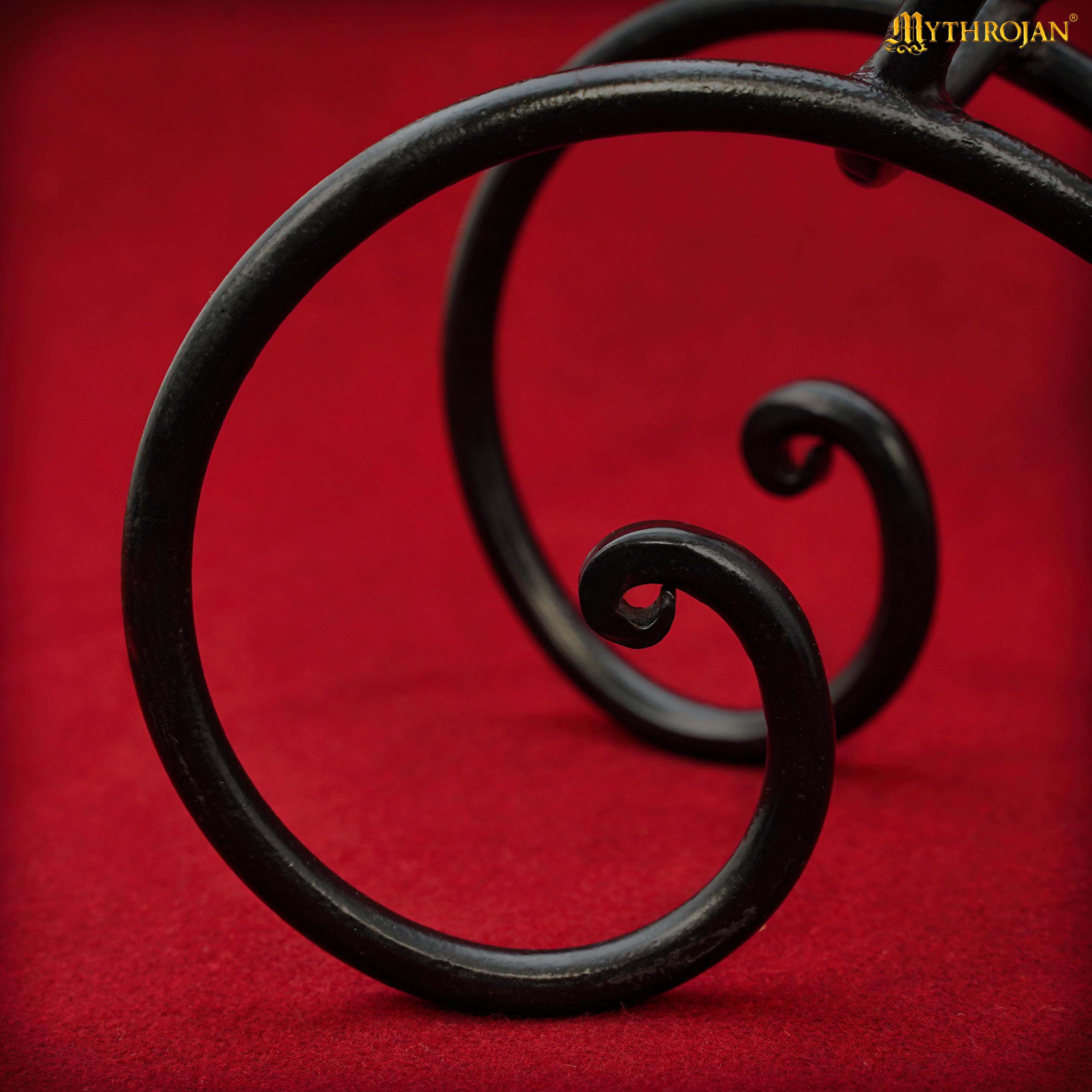 Mythrojan Hand Forged Drinking Ale Horn Rack Twisted Iron Ale Mead Horn Stand Medieval & Viking - Length 8.5" x Height 5.5"