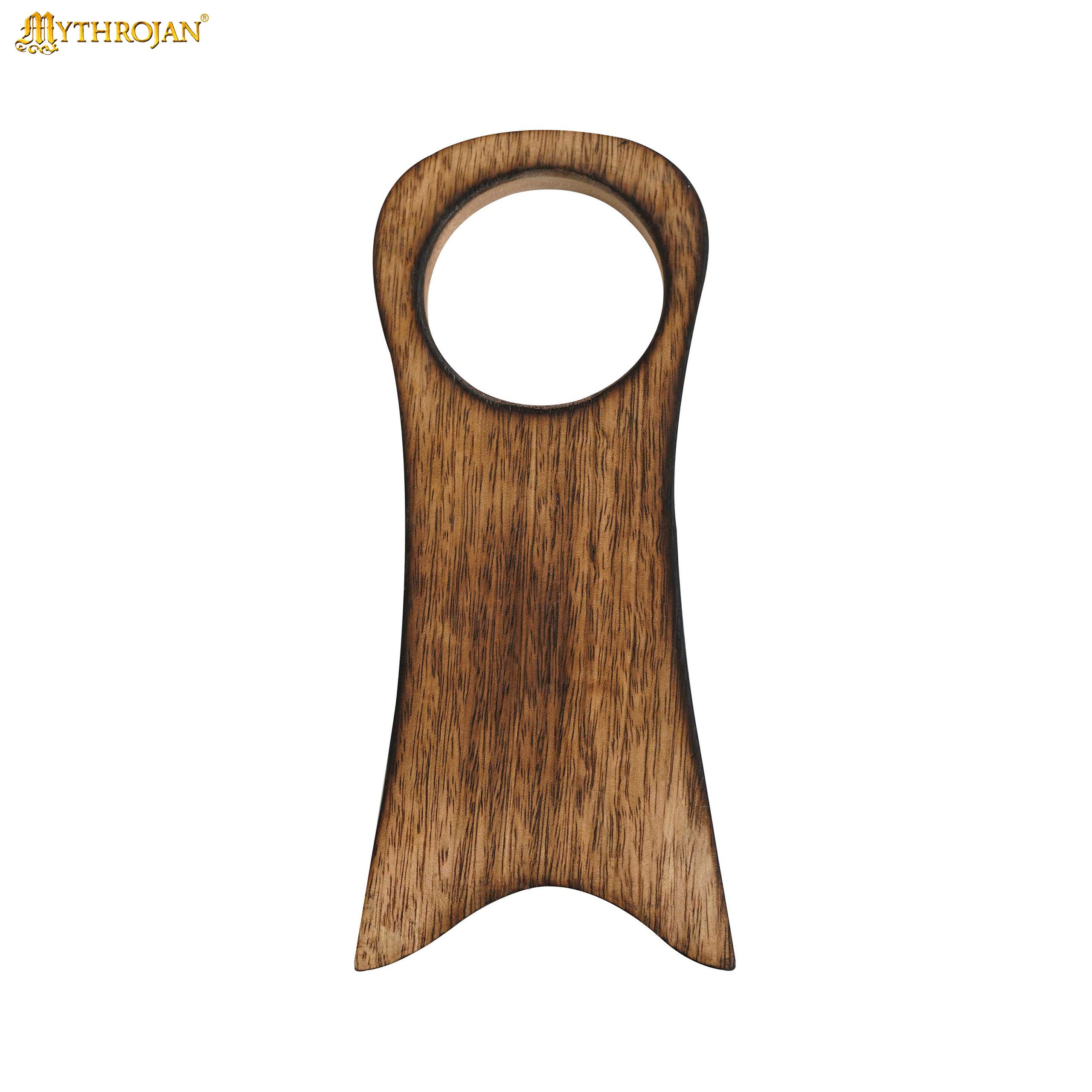 Mythrojan Handcrafted Drinking Horn Rack Solid Wood Mead Ale Horn Rack Medieval & Viking, 7”×3.1”