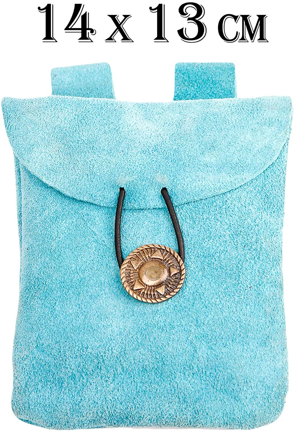 Mythrojan Medieval Renaissance Suede Jewelry Belt Pouch LARP Costume Waist Bag - Light Blue 5.5" x 5.1"