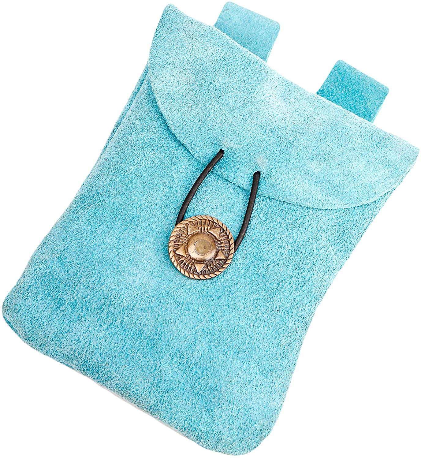 Mythrojan Medieval Renaissance Suede Jewelry Belt Pouch LARP Costume Waist Bag - Light Blue 5.5" x 5.1"