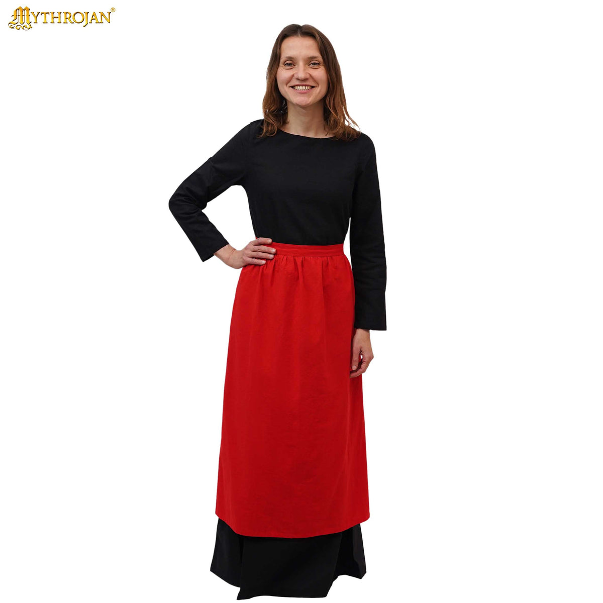 Mythrojan medieval Ecru Apron : ideal for Cooking Baking , renaissance fair, reenactment, LARP, Cosplay Performance, Maid costume, retro Waist Aprons for Women, Girls, Waitress
