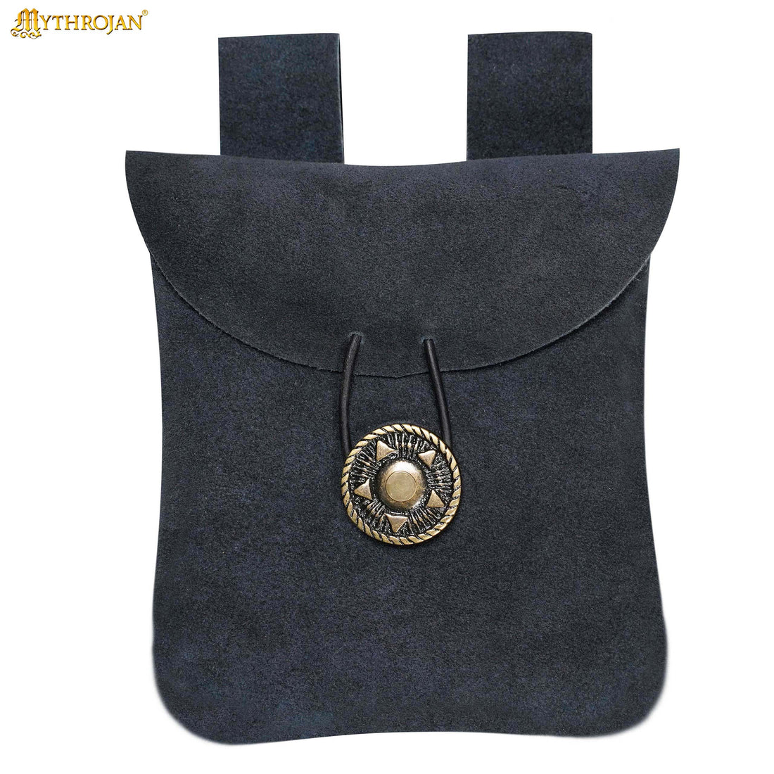 Mythrojan Medieval Renaissance Suede Jewelry Belt Pouch LARP Costume Waist Bag - Midnight Navy Blue
