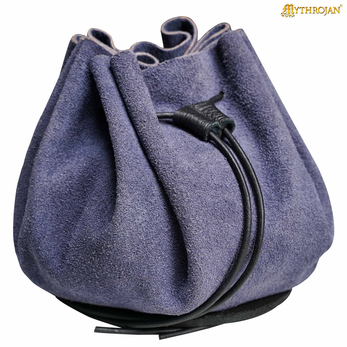 Mythrojan "Gold and Dice" Suede Leather Drawstring Bag, Wine Red, 3.5"