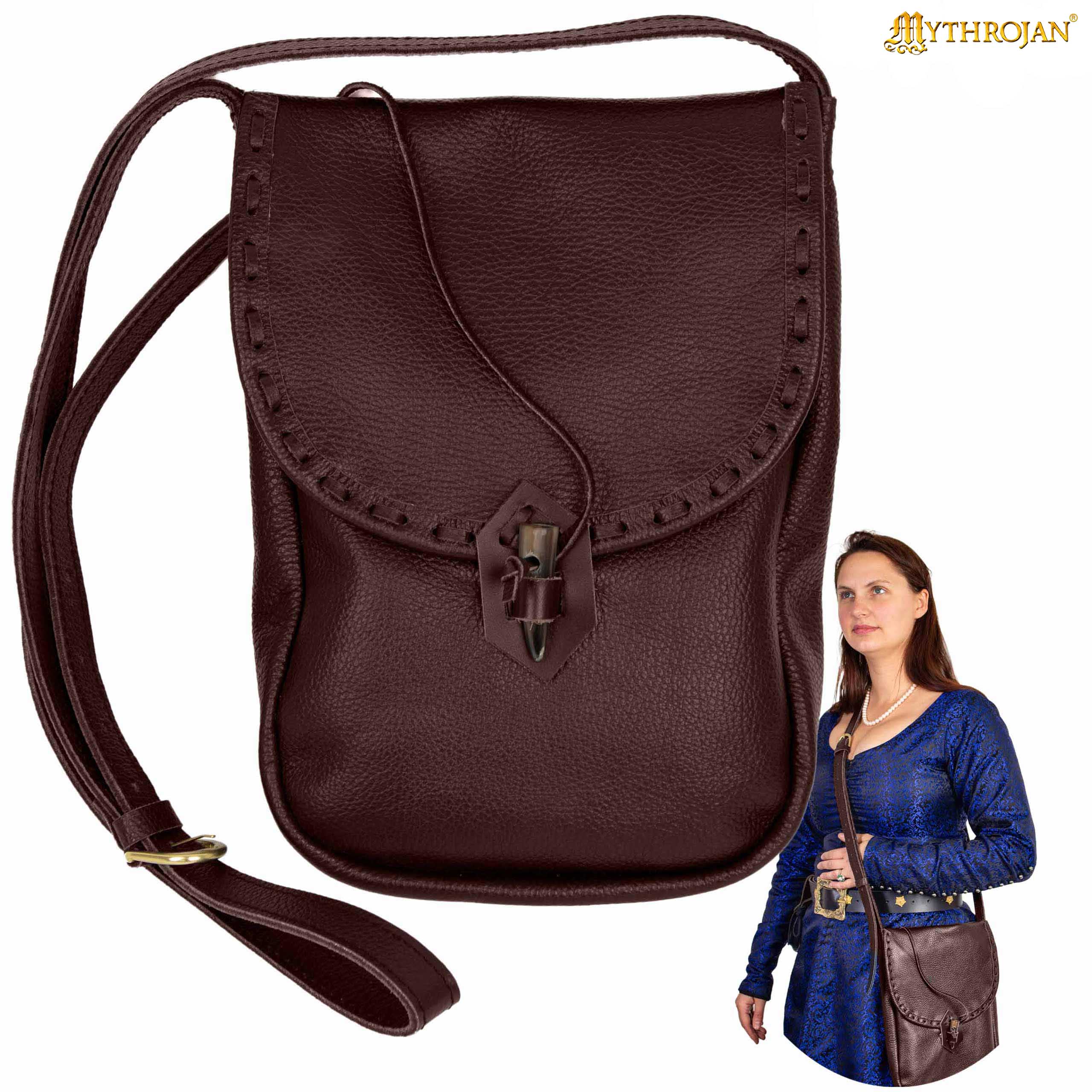 Mythrojan MEDIEVAL MESSENGER BAG. Keep your iPad or Tablet Safe on LARP, SCA or Renaissance Fair : Brown