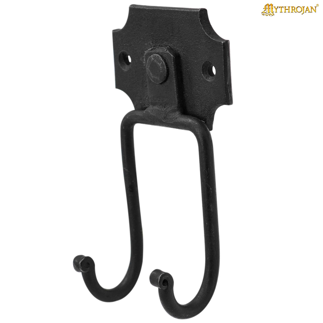 Mythrojan Slender Sword Wall Mount in Forged Black Finish: Universal Sword Holder Wall Display