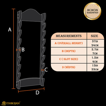 Mythrojan Medieval Sword Wall Mount Samurai Sword Display Stand Katana Sword Holder Gladiator Sword Wall Display Crusader Sword Stand Knife Stand for Display: Eight Tier Sword Stand