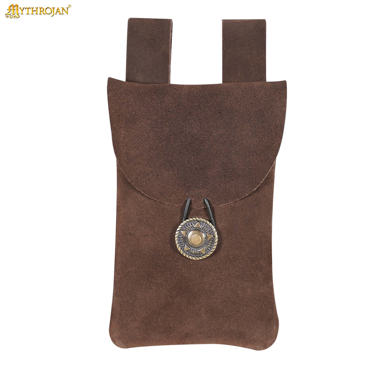 Mythrojan Suede Belt Bag, Ideal for SCA LARP Reenactment &amp; Ren fair, Suede Leather, Black , 7.2 ”× 4.7 ”