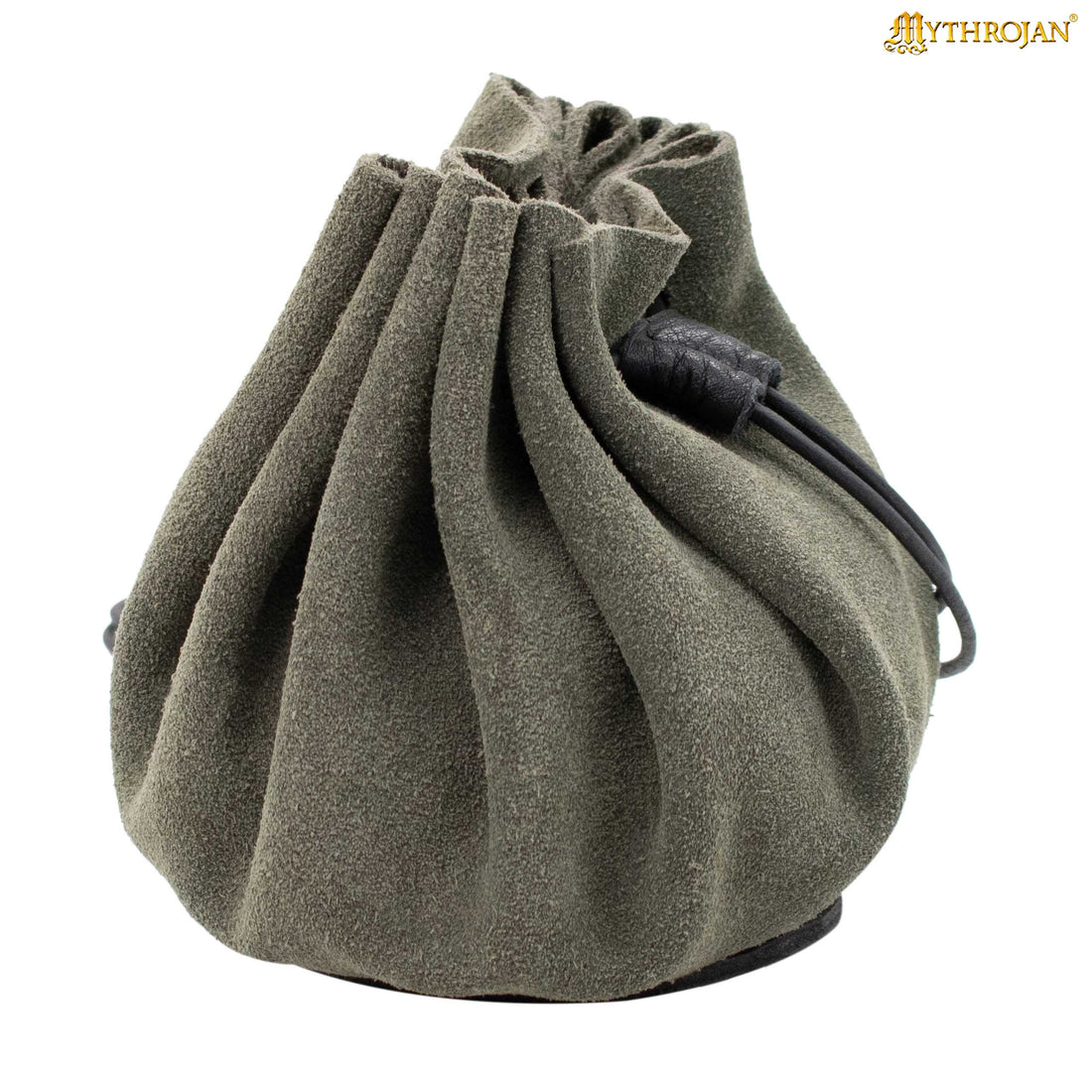 Mythrojan “ Gold and Dice ” Medieval Drawstring Pouch , Ideal for SCA LARP Reenactment &amp; Ren fair : Suede Leather Bag , 3.5”