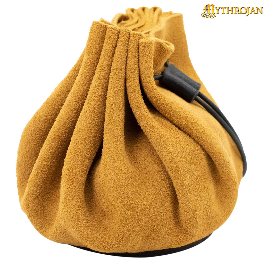 Mythrojan “ Gold and Dice ” Medieval Drawstring Pouch , Ideal for SCA LARP Reenactment &amp; Ren fair : Suede Leather Bag , 2.5"