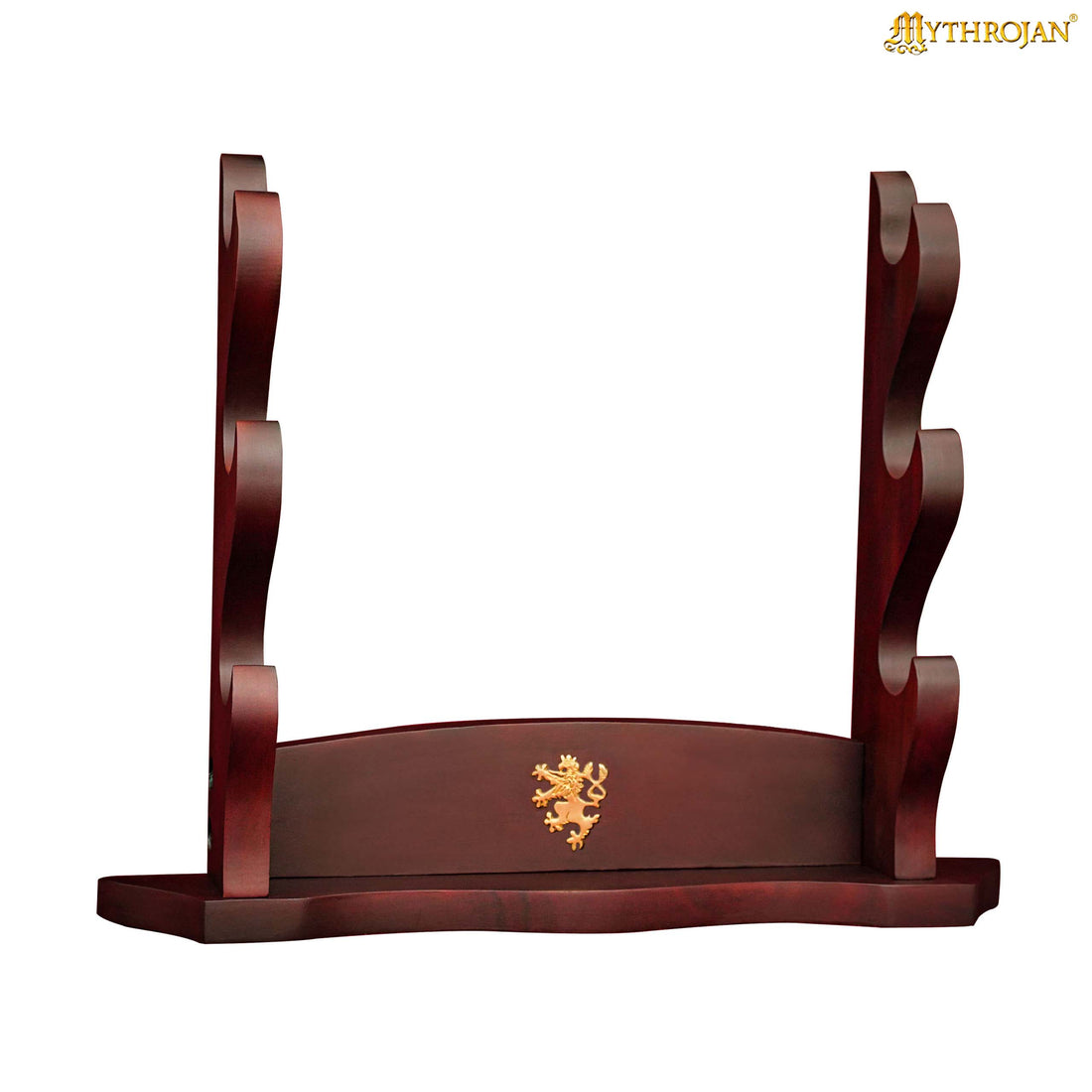 Mythrojan Solid Wood Sword Stand Medieval Sword Wall Mount Samurai Sword Display Stand Katana Sword Holder Gladiator Sword Wall Display Crusader Sword Stand Knife Stand for Display - Three Tier Sand 17" x 14"
