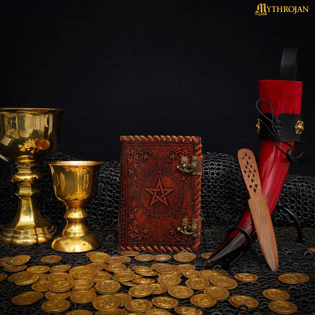 Mythrojan Medieval Brown Pentagram Vintage Handmade Leather DnD Fantasy Journal