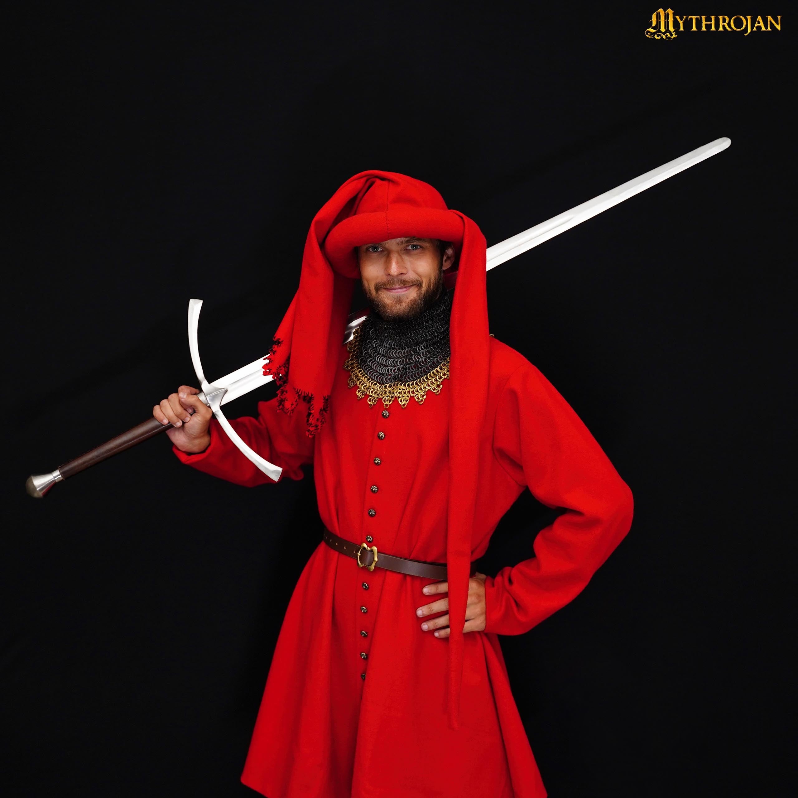 Mythrojan late medieval wool chaperon “ The Knight ” : 15 th century chaperone for reenactment, LARP, SCA and movie prop