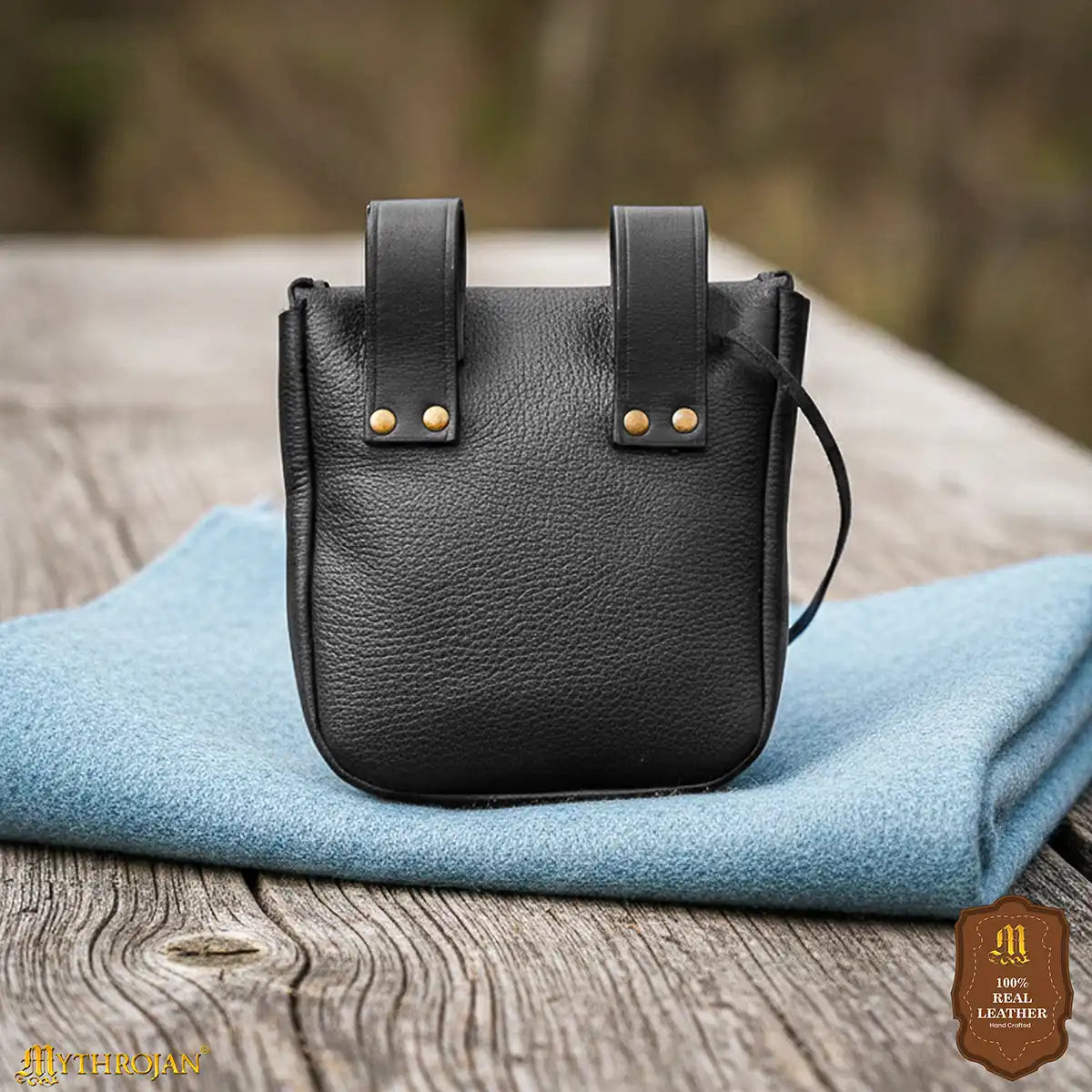 Mythrojan The Adventurer’s Belt Bag with Horn Toggle Black