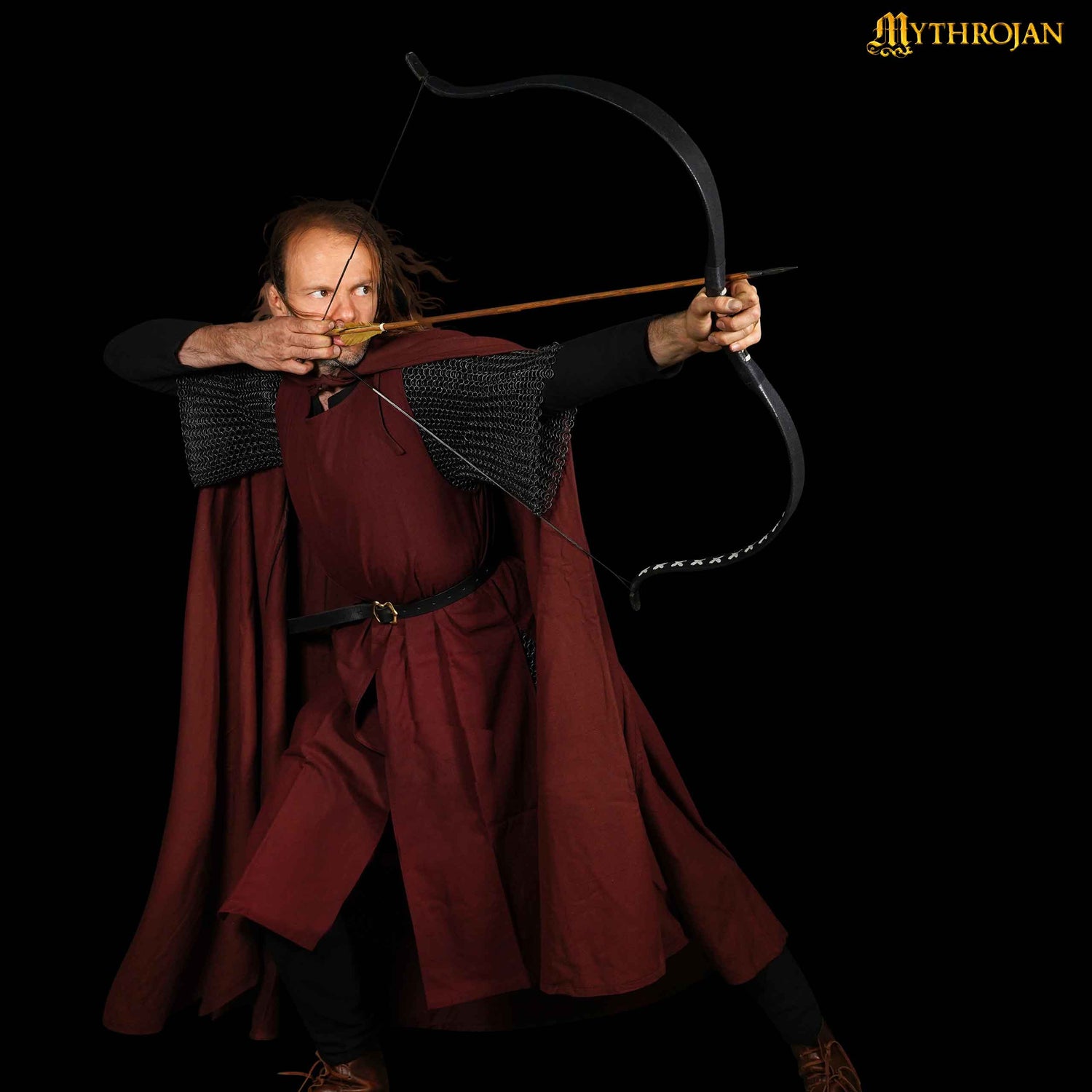 Mythrojan “Medieval Scout” Canvas Cloak/ Cape 100% Cotton Medieval Viking Knight SCA LARP, Black, Large