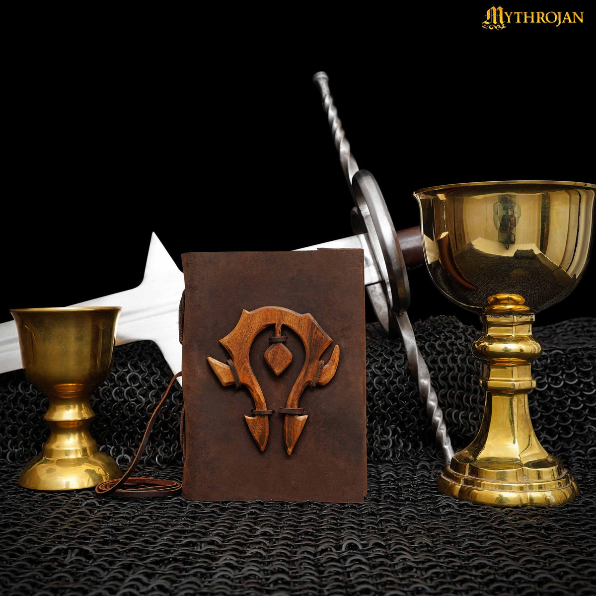 Mythrojan For THE HORDE Brown WARCRAFT MEDIEVAL LEATHER JOURNAL 7 x 5 inches Handmade Vintage Leather Journal Notebook