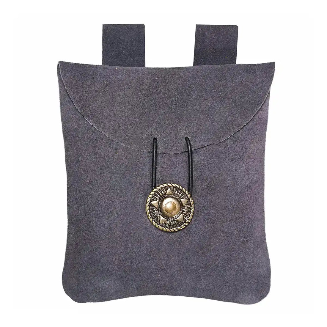 Mythrojan Suede Belt Bag, Ideal for SCA LARP Reenactment &amp; Ren fair, Suede Leather, Blue , 5 .5”× 5.1 ”