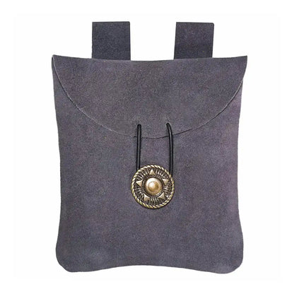 Mythrojan Suede Belt Bag, Ideal for SCA LARP Reenactment &amp; Ren fair, Suede Leather, Blue , 5 .5”× 5.1 ”