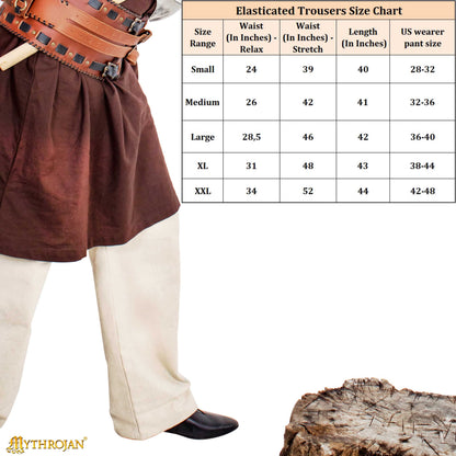 Mythrojan WARRIOR CANVAS TROUSERS Medieval Viking Knight Pirate Cotton canvas - Ecru