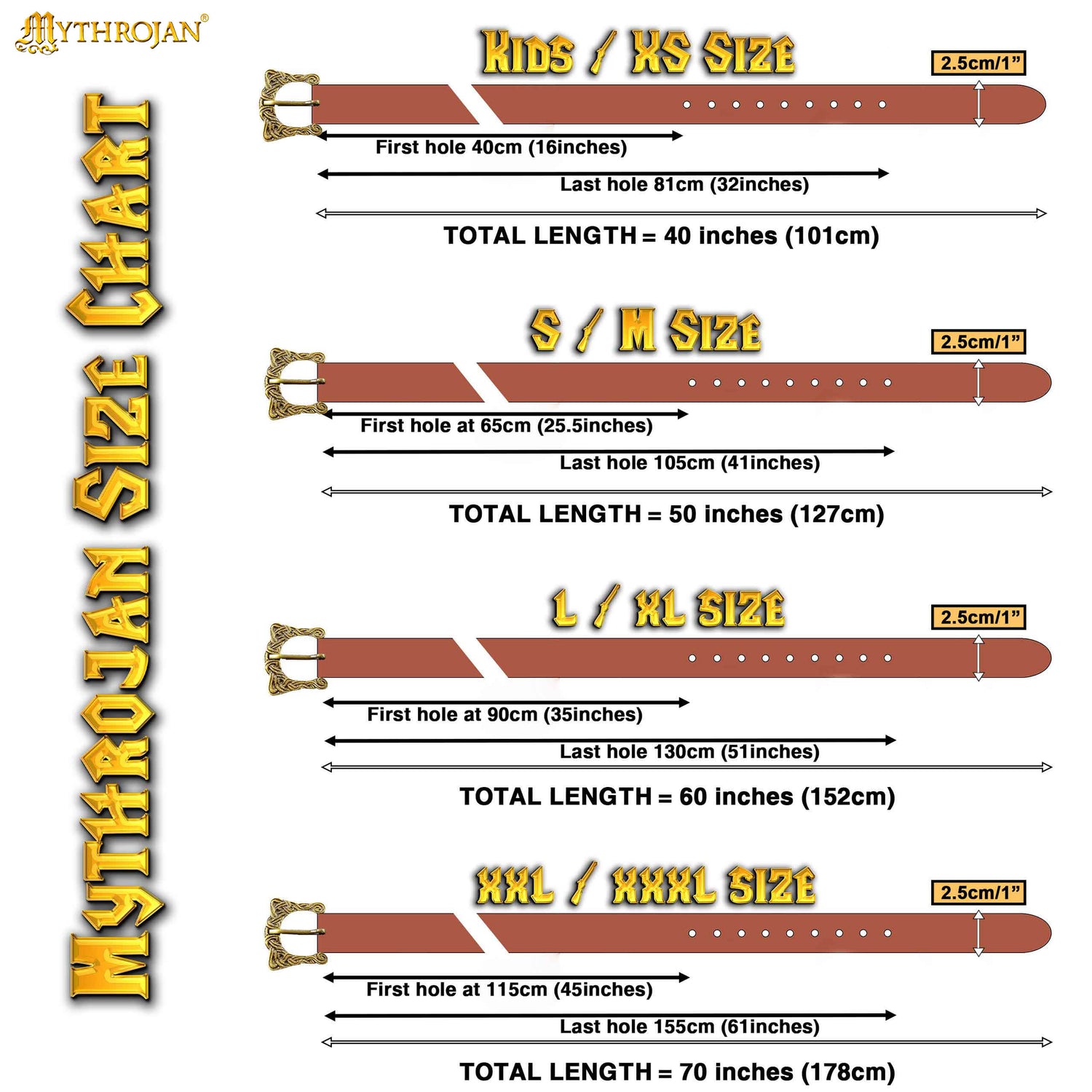 Mythrojan “Laguerta” Viking Leather Belt with Solid Brass historical Buckle and Chape, Ideal for shieldmaiden &amp; warrior in LARP SCA Medieval Reenactment, BLACK