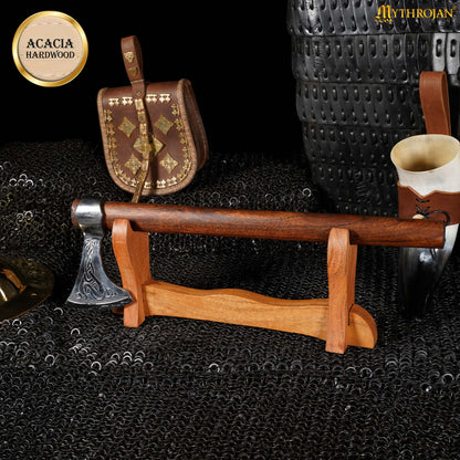 Mythrojan Solid Wood Sword Stand Medieval Sword Wall Mount Samurai Sword Display Stand Katana Sword Holder Gladiator Sword Wall Display Crusader Sword Stand Knife Stand for Display