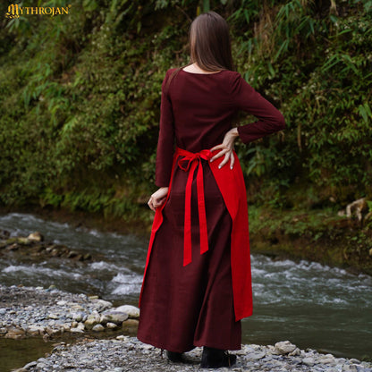 Mythrojan medieval Ecru Apron: ideal for Cooking Baking, renaissance fair, reenactment, LARP, Cosplay Performance, Maid costume, retro Waist Aprons for Women, Girls, Waitress