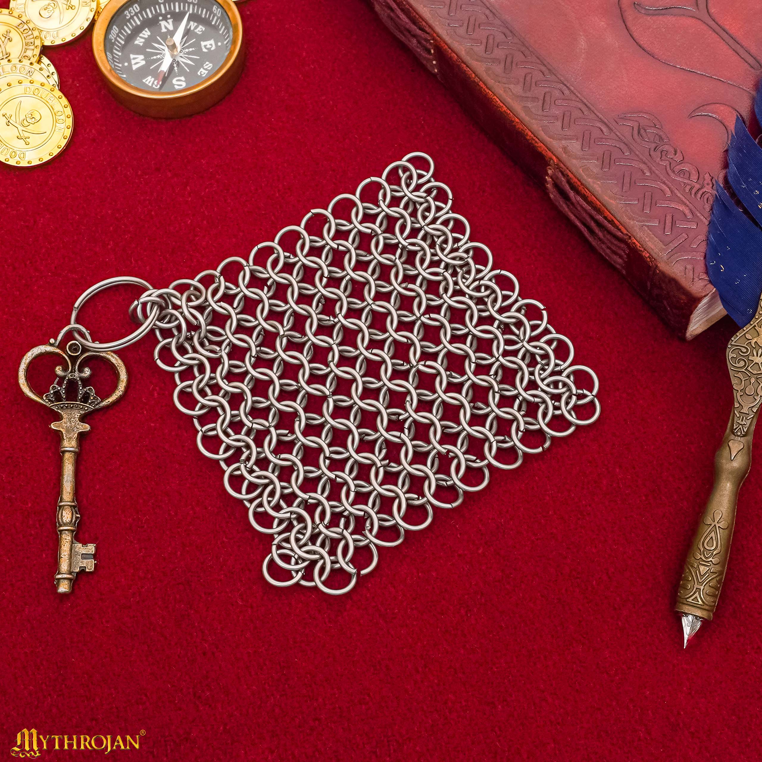 Mythrojan Chainmail Stainless Steel Scrubber: Ideal for Cleaning Cast Iron Skillet, Wok, Cooking Pot, Griddle or Cast Iron Cauldron Maintenance