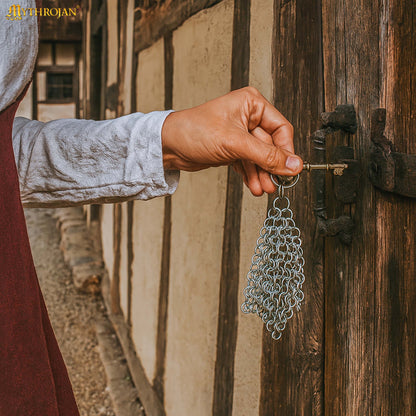 Mythrojan Chainmail Stainless Steel Scrubber: Ideal for Cleaning Cast Iron Skillet, Wok, Cooking Pot, Griddle or Cast Iron Cauldron Maintenance