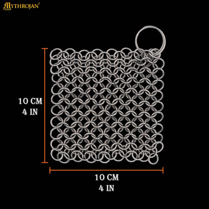 Mythrojan Chainmail Stainless Steel Scrubber: Ideal for Cleaning Cast Iron Skillet, Wok, Cooking Pot, Griddle or Cast Iron Cauldron Maintenance